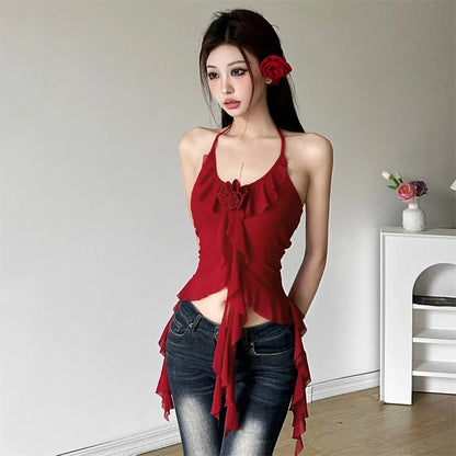 Nibber Hip-hop Summer New Sweet Gentle Cute All-match Fashionable Cool High Street Cool Sexy Women's Thin Backless Halter Vest