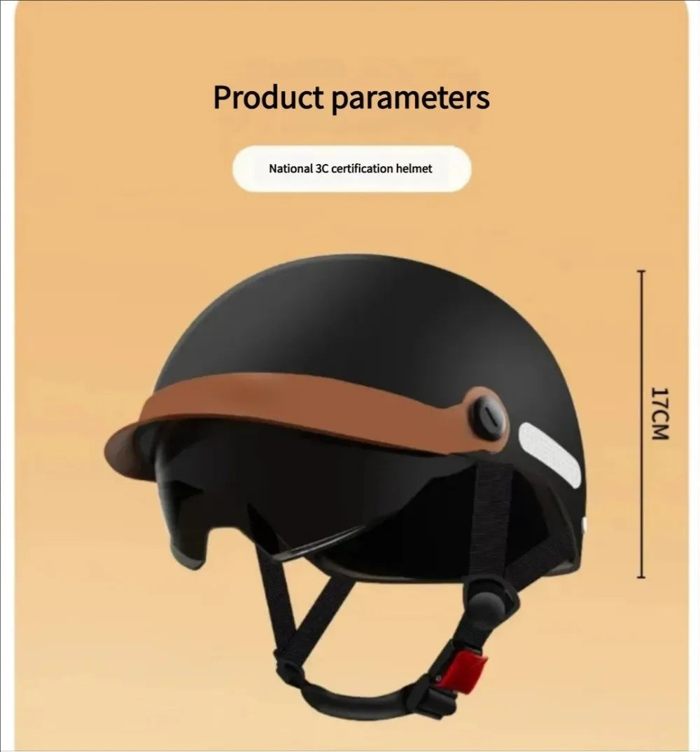 Vintage Ultra Light Electric Bicycle Helmet Sunscreen Breathable Motorcycle Half Helmet Fall Prevention Safety Helmets Riding