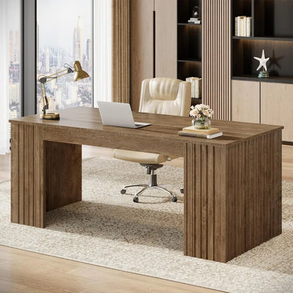 Large 63-Inch Office Computer Desk, Modern Executive Study Writing Table, Business Furniture for Home Workstation