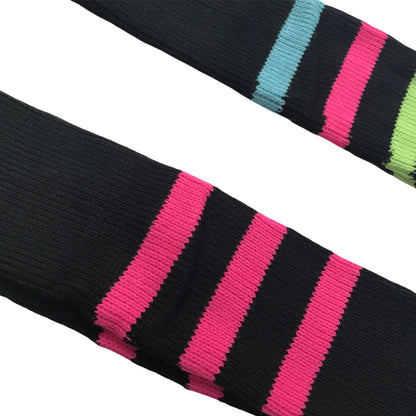 Women's Striped Plus Size Thick Thigh-High Socks Collection Big Girls Acrylic Yarn Stretch Colorful Streaks Leg Warmer Socks