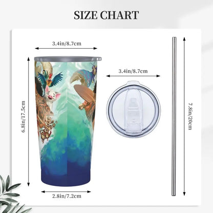 Moana and Pua Cartoon Movie Insulated Tumbler with Straws Stainless Steel Coffee Mugs Double Wall Car Bottle Cups 20oz