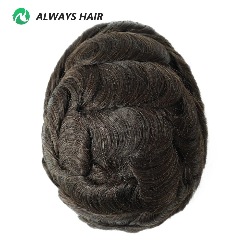 I SKIN Men's Capillary Prothesis 0.12-0.14mm Indian Human Hair 130% Hair Density Men Toupee 6x8 6x9 7x9 7x10 8x10 Size Wig Man