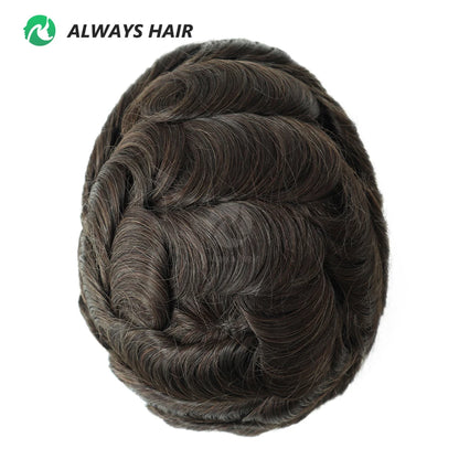I SKIN Men's Capillary Prothesis 0.12-0.14mm Indian Human Hair 130% Hair Density Men Toupee 6x8 6x9 7x9 7x10 8x10 Size Wig Man