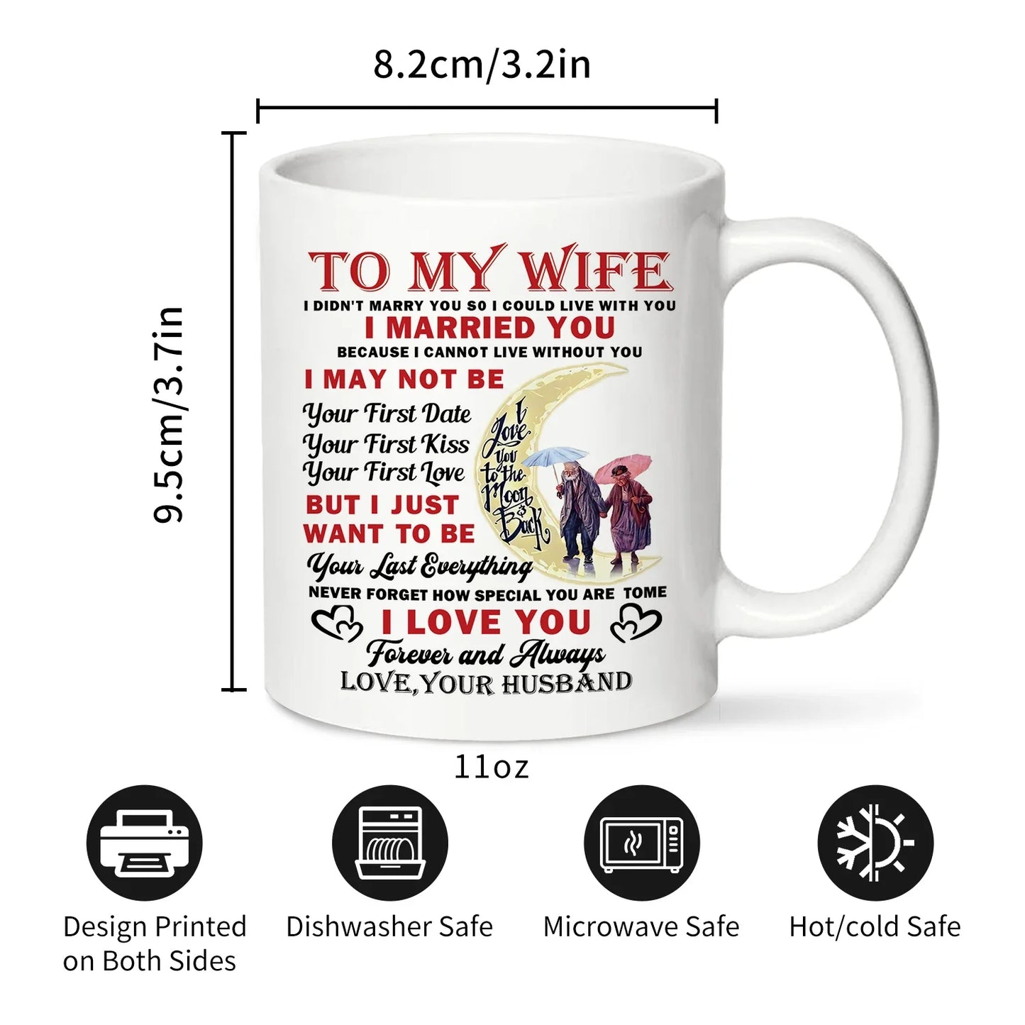 1pc,To My Wife Coffee Mug,Ceramic Cup, Romantic Anniversary & Birthday Gifts for Wife From Husband, 320ML