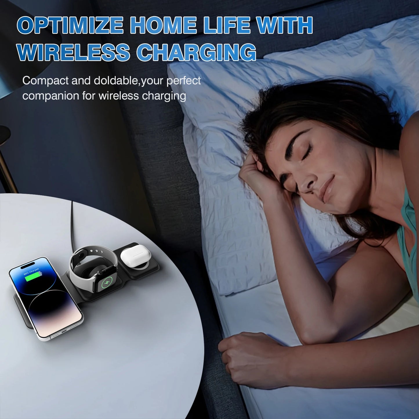 15W Magnetic Wireless Chargers 3 in 1 Foldable Phone Charge Dock Fast Charg Travel for Apple Watch IPhone 17/16/15/14/X AirPods