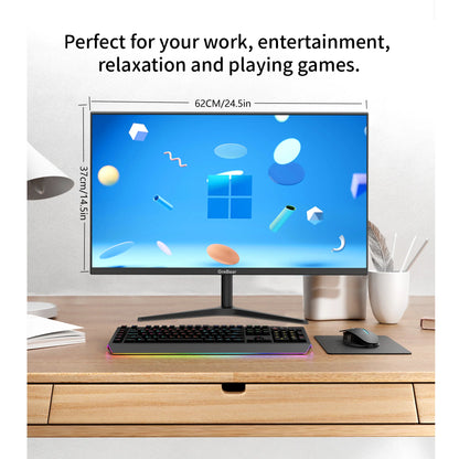 GreBear 27-inch Computer Monitor IPS Panel PC Monitors FHD 1080p 75Hz LED Display Home Office Desktop Screen, HDMI, VGA, Flicker