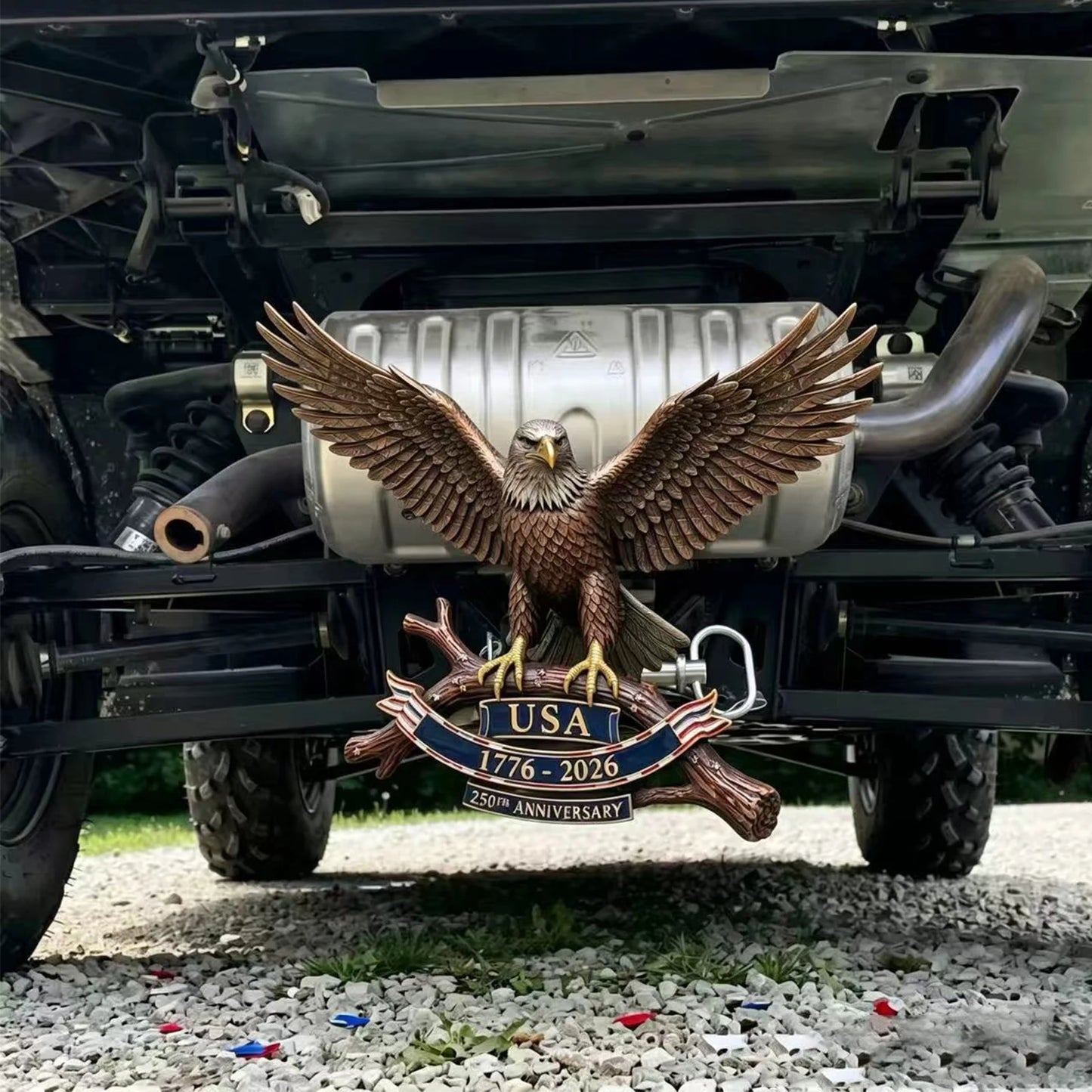 Patriotic Bald Eagle Hitch Cover USA 250th Anniversary Hitch Cover for Most Pickup Trucks SUVs and Campervans Vehicle Decoration