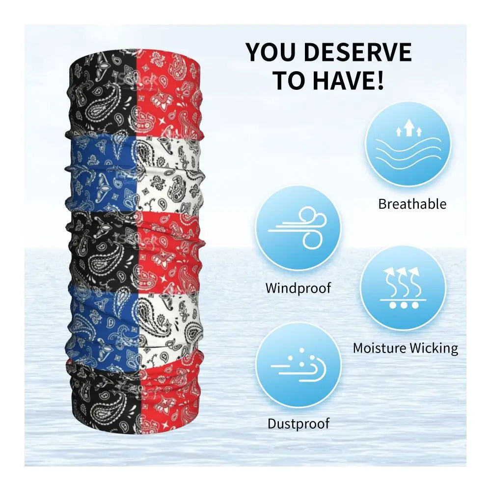 Custom Black Bandana Pattern Bandana Neck Gaiter for Hiking Cycling Women Men Wrap Scarf Paisley Style Headband Warmer