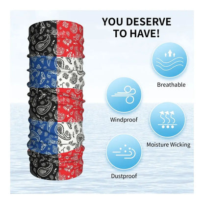 Custom Black Bandana Pattern Bandana Neck Gaiter for Hiking Cycling Women Men Wrap Scarf Paisley Style Headband Warmer