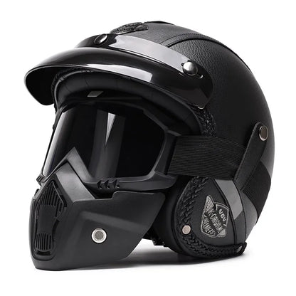 Retro motorcycle helmet, electric scooter 3/4 helmet, lightweight and breathable, suitable for all seasons