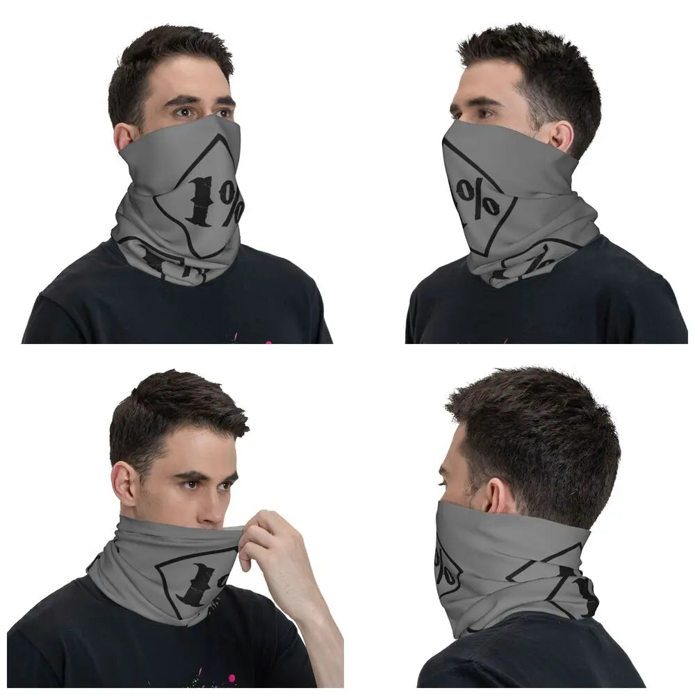 One Percenter 1% Bandana Neck Gaiter Printed Motorcycle Club Biker Wrap Scarf Multifunctional Headwear Outdoor Unisex Adult