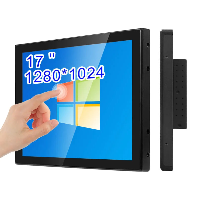 17 Inch Flat True Capacitive Touch Screen Monitor Waterproof Wall Mount Metal Case Industrial Square Display With VGA HDMI USB