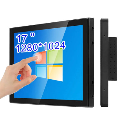 17 Inch Flat True Capacitive Touch Screen Monitor Waterproof Wall Mount Metal Case Industrial Square Display With VGA HDMI USB