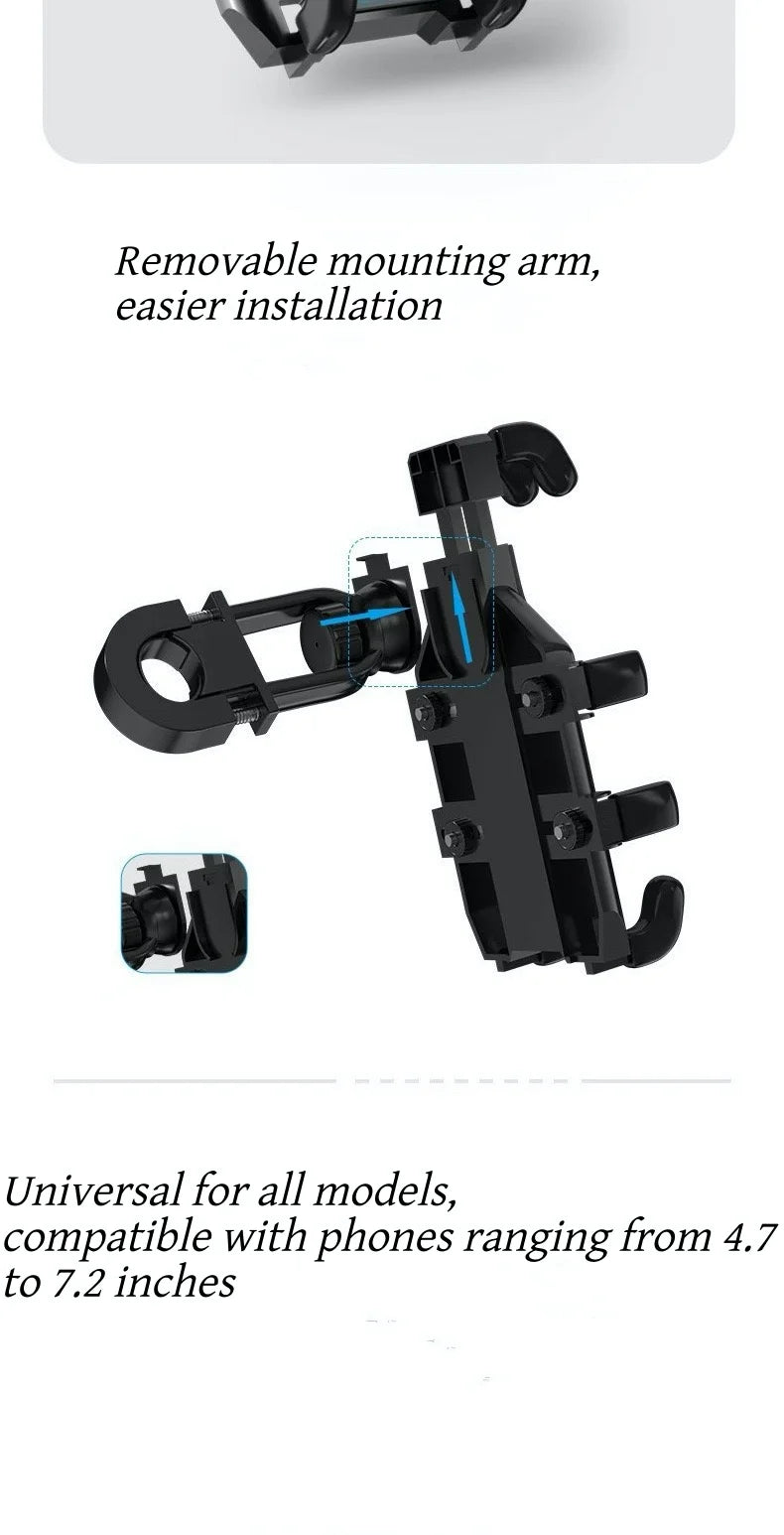 Motorcycle Phone Holder with 360° Rotation, Anti-Shake Motorcycle Phone Mount, Adjustable Handlebar Cellphone Holder for bikes