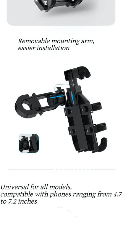 Motorcycle Phone Holder with 360° Rotation, Anti-Shake Motorcycle Phone Mount, Adjustable Handlebar Cellphone Holder for bikes