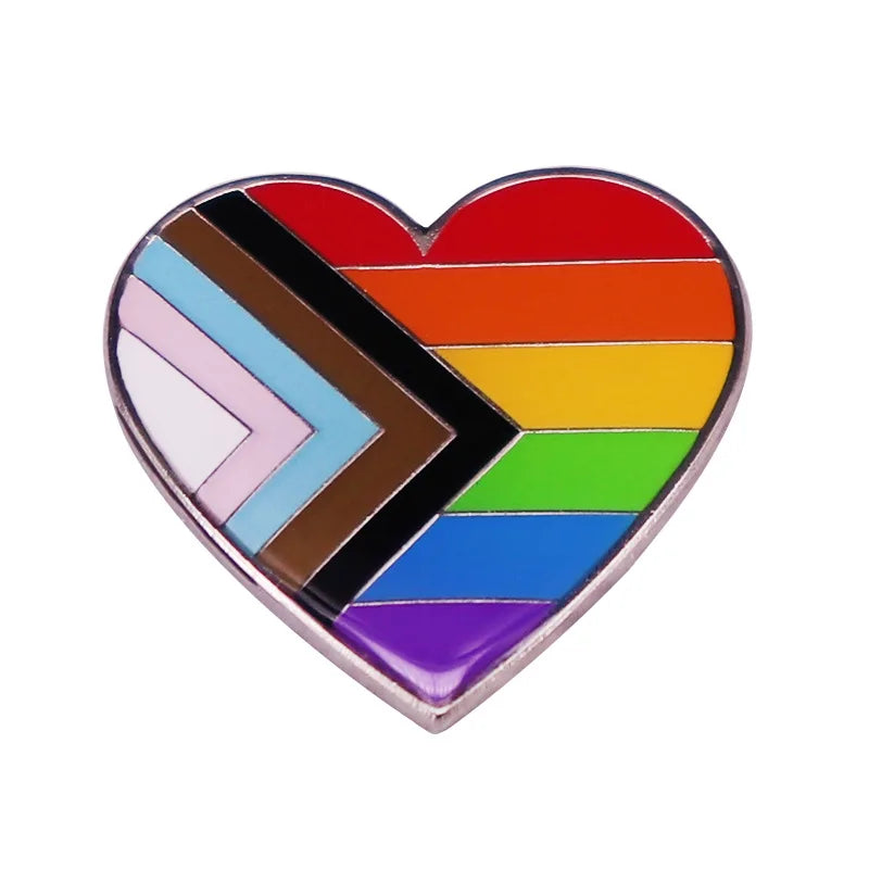 LGBT Gay Pride Rainbow Flag Heart Enamel Pins Fashion Lapel Metal Badges Backpack Brooches Proudly Go Purride Pin Wholesale