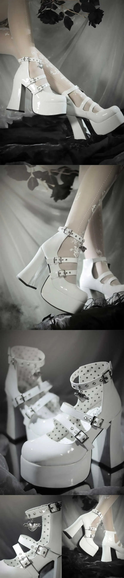 Original Sweet Ladies Elegant Waterproof Platform Leather Shoes Cool Hot Girl High Heels Mary Jeans Chunky Heel Pumps for Women