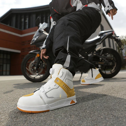 Cowhide Motorcycle Boots Men Leather Breathable Anti Slip Motorbike Cycling Shoes High Quality Men's Motocross Protective Boot