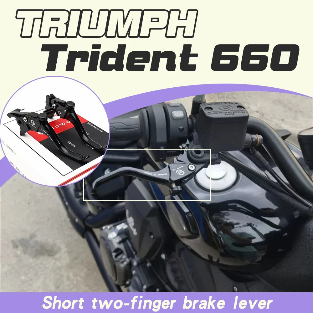 Short two-finger brake lever accessory for Triumph Trident 660 Street Triple 765