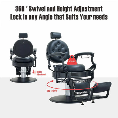 Barber Chair Heavy Duty (700LB Capacity) - Professional Multi-Function Salon Chair for Hairdressing, Beauty,, Customized