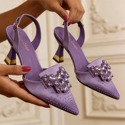 Venus Chan 2026 Chic Orange Rhinestone Pointed Toe High Heels - Elegant Italian-Inspired Women's Footwear for Parties and Specia