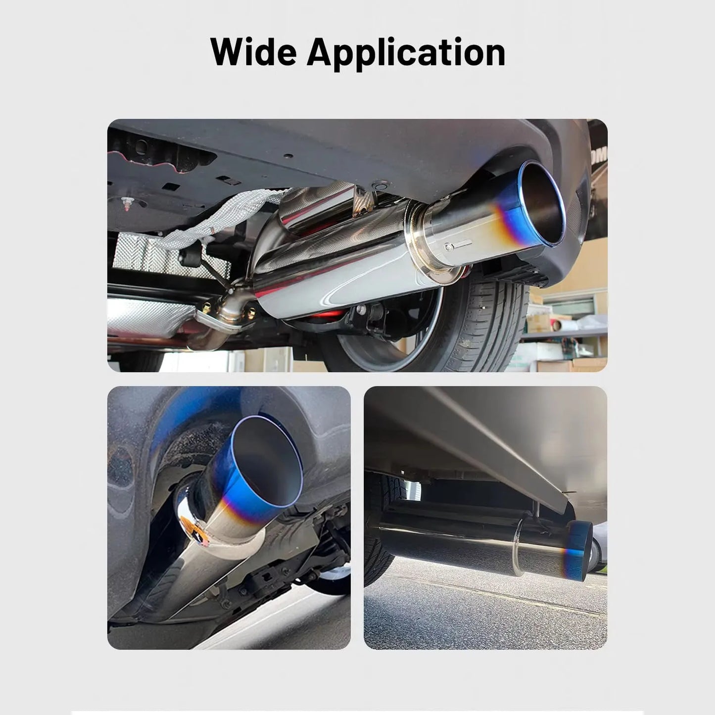 Universal Car Exhaust Pipe Muffler Tail Pipe Silver High Quality Stainless Steel 50MM Inlet 76MM Outlet Length 381mm