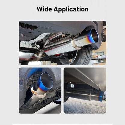 Universal Car Exhaust Pipe Muffler Tail Pipe Silver High Quality Stainless Steel 50MM Inlet 76MM Outlet Length 381mm