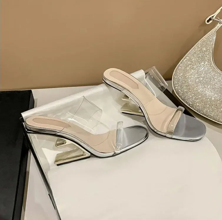 Women Single Shoes Fashion Sexy Anti Slip High Heels 2025New Special-shaped Half-support Simple Banquet Shoes for Women Footwear