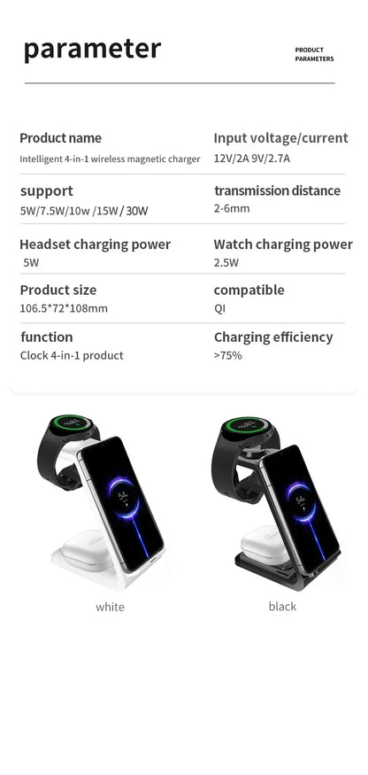 VIKEFON  3 in 1 Wireless Charger Stand for iPhone 16 15 14 13 12 Samsung Galaxy Apple Watch Airpods Pro Fast Charging Station