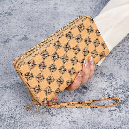 Wallet female long large-capacity coin purse double zipper women's clutch bag multifunctional mobile phone bag coin purse bag fe