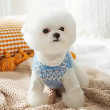 Fashion Plaid Dog Sweater Winter Warm Dog Clothes Cute Simple Puppy Knitted Pullovers Warm Soft Cat Sweaters Bichon Pet Costumes