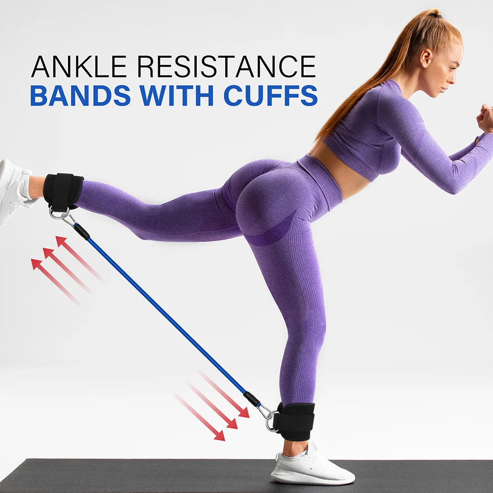 TPE Resistance Bands Ankle Straps Fitness Set D-Ring Support Ankle Cuffs Yoga Gym Equipment Guard Leg Strength Safety Extensions