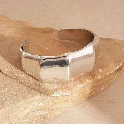 Punk Silver Color Acrylic Cuff Bracelet for Women Men Geometric Round Wide Bracelets Bangles Party Hand Accessories Gifts F
