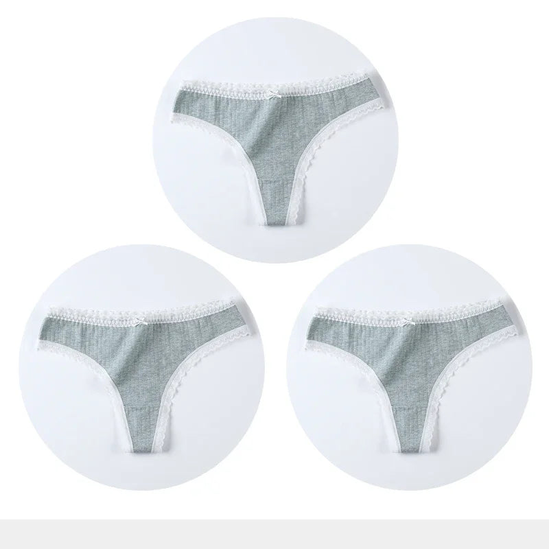 3 Pcs/Set Women Panties G-String Underwear Fashion Thong Sexy Cotton Panties Ladies G-string Soft Lingerie Solid Low Rise Panty