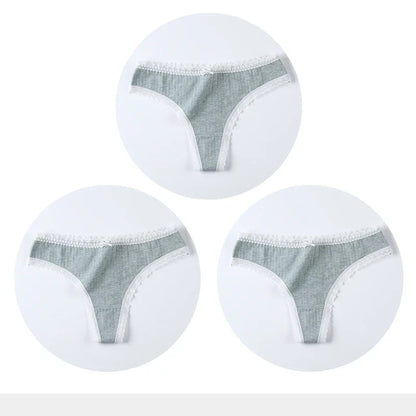 3 Pcs/Set Women Panties G-String Underwear Fashion Thong Sexy Cotton Panties Ladies G-string Soft Lingerie Solid Low Rise Panty