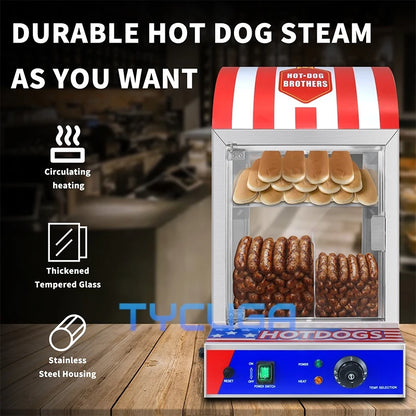 Commercial Hot Dog Warmer Cabinet Stainless Steel Display Heater Food Warming Showcase With Temperature Control For Outdoor Use