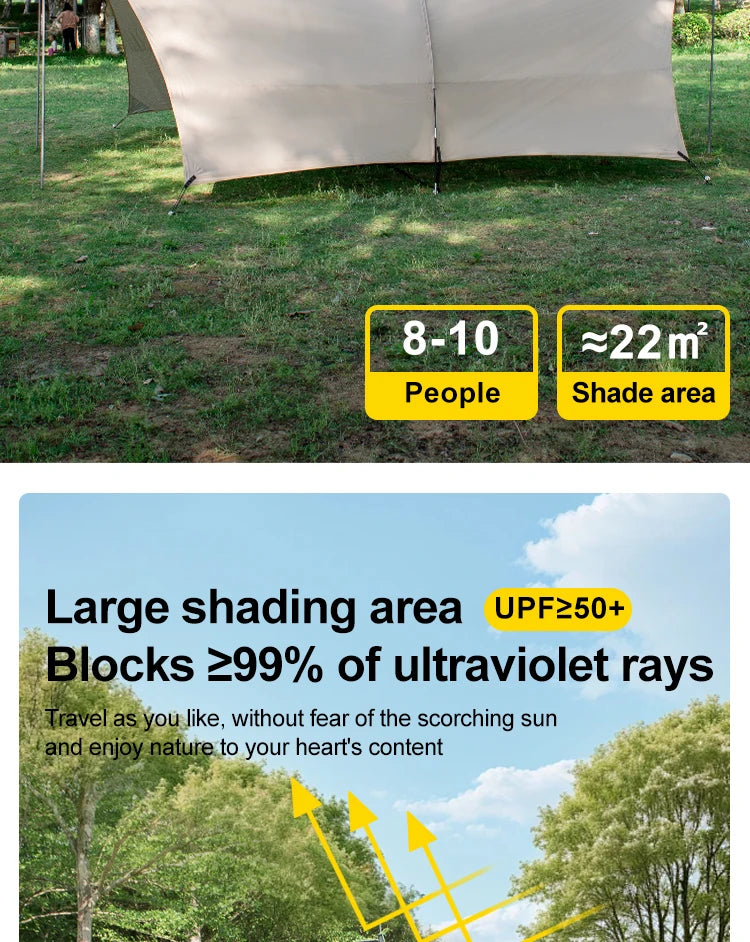 Car Awning Tent 210D Waterproof Windproof UV Sun Shelter Anti-Mosquito Beach Camping Tent Portable for Outdoor