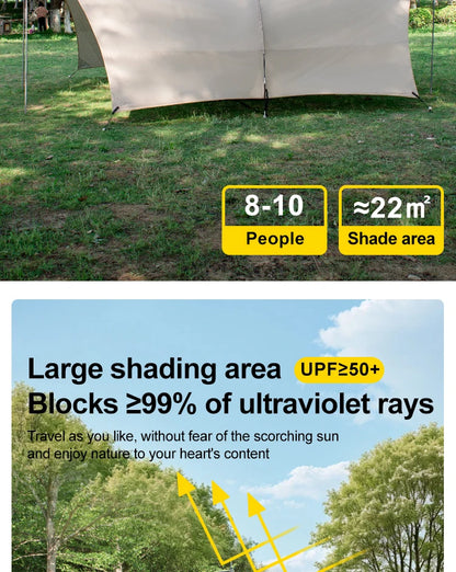 Car Awning Tent 210D Waterproof Windproof UV Sun Shelter Anti-Mosquito Beach Camping Tent Portable for Outdoor