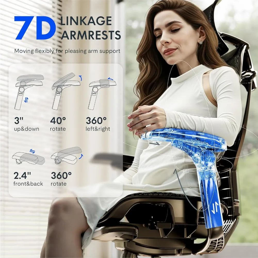 ErgoX-PRO Ergonomic Office Chair with Footrest Black – AeroWeave 5.0 Mesh Seat, 5D Lumbar, 7D Armrests, 4D, Customized