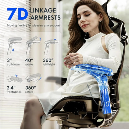 ErgoX-PRO Ergonomic Office Chair with Footrest Black – AeroWeave 5.0 Mesh Seat, 5D Lumbar, 7D Armrests, 4D, Customized
