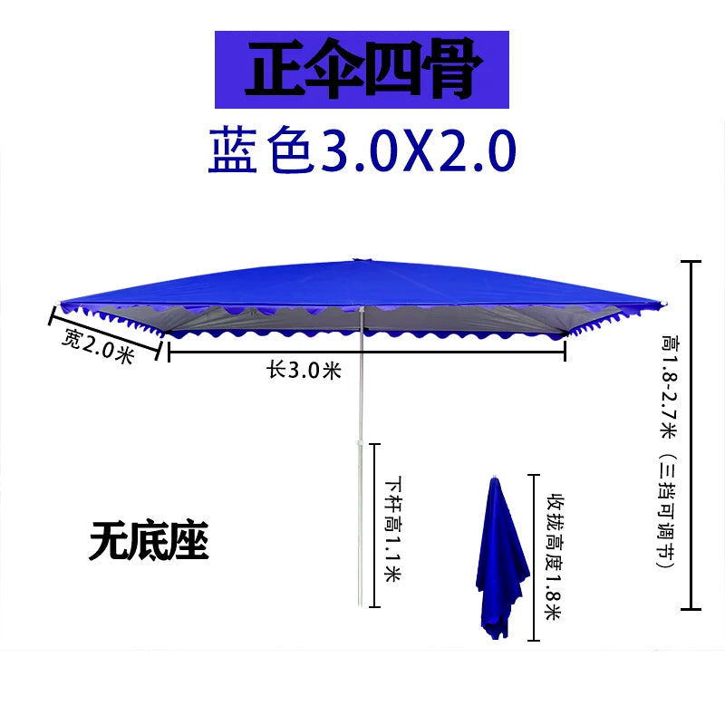 Parasol outdoor stall large sun umbrella rectangular canopy thickened commercial folding square courtyard umbrella sun protectio