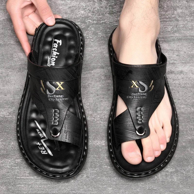 Sandals for Men High Quality Cow Leather Sandals Outdoor Casual Sport Sandals Anti Slip Beach Slippers for Men Summer Slippers