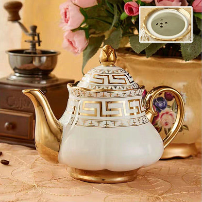 900ML European British Teapot  Porcelain High-Capacity Tea Pot With Filter Luxury Teaware Heat Resistant Kettle Pot Ceramic