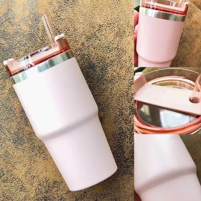 20OZ 304 Stainless Steel Insulated Cup Large Capacity Straw Coffee Travel Cup Cold and Heat Keeping Car Cup Thermos Tumbler