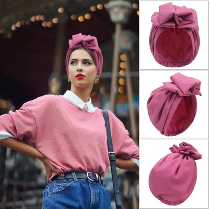 Women Vintage Turban Hat Fashion Female Bandana Headband Women's Hair Cover Cap Ladies Head Wraps Muslim Headscarf Bonnet
