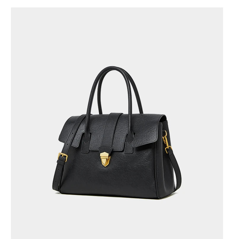 Burminsa Cowhide Genuine Leather Tote Handbags For Women 2025 Luxury Designer Satchel Commuter Ladies Shoulder Crossbody Bags