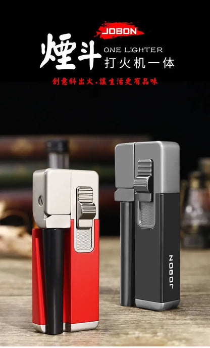 JOBON New Folding Pipe Integrated Inflatable Oblique Flame Lighter Metal Material Men's High-end Gifts
