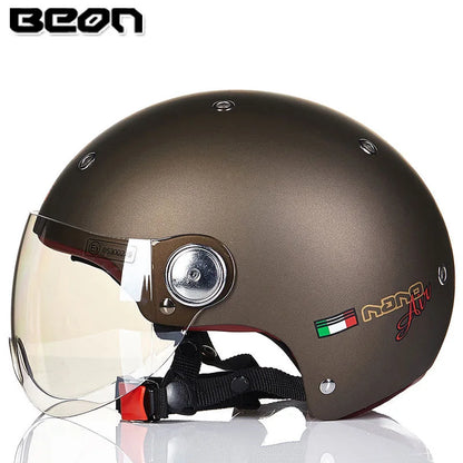 BEON Motorcycle Helmet for Adult and Child All Seasons Electric Vehicle Half Helmet Summer Sun Protection Helmet Motorcycle