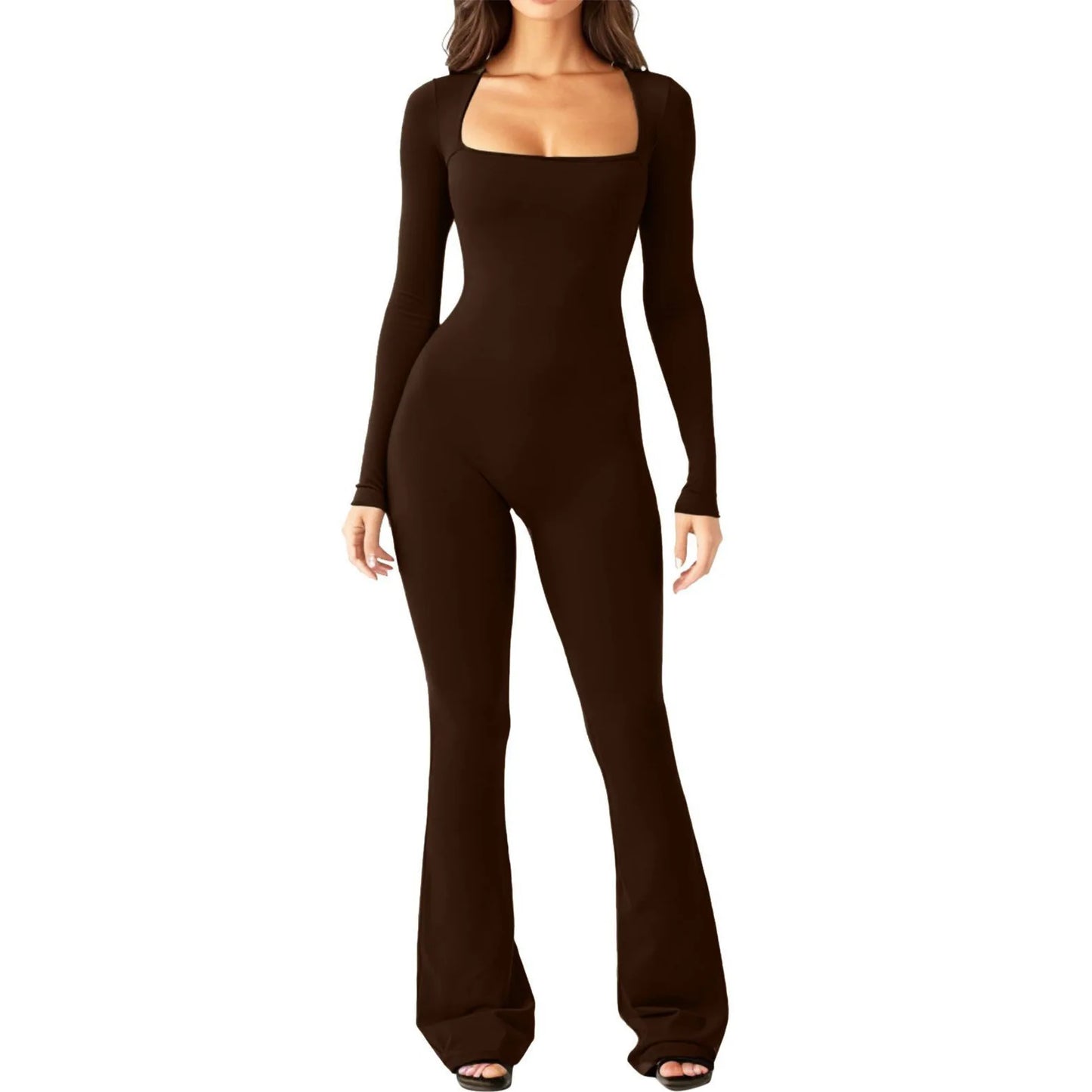 New Popular Women Wide Leg Yoga Bodysuit Outfit One Piece Gym Fitness High Quality Sport Long Sleeve Plus Size Jumpsuit