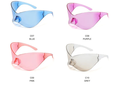 Protective Glasses New Oversized Y2K Punk Rimless Sunglasses Women Men Brand Designer Hip Hop Sport One Piece Sun Glasses Shades